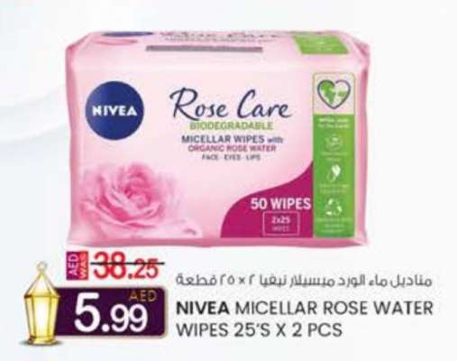 NIVEA Micellar Rose Water Wipes 25's x 2 pcs